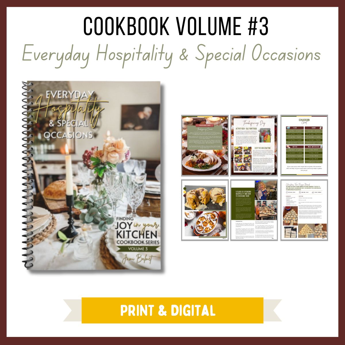 Cookbook Volume 3: Everyday Hospitality & Special Occasions - PRINT