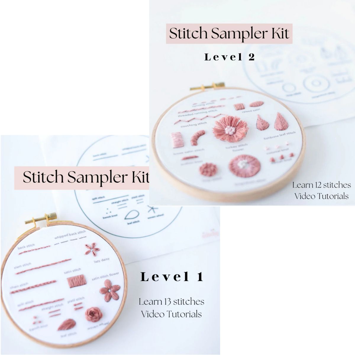 Beginner Embroidery Bundle - Level 1 & 2 kits