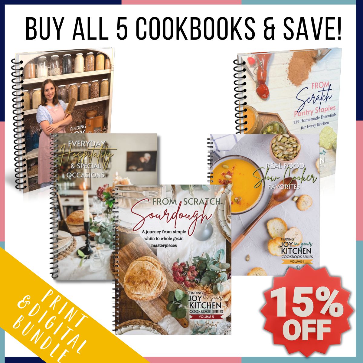 Buy all 5 of my cookbooks & save 15%!